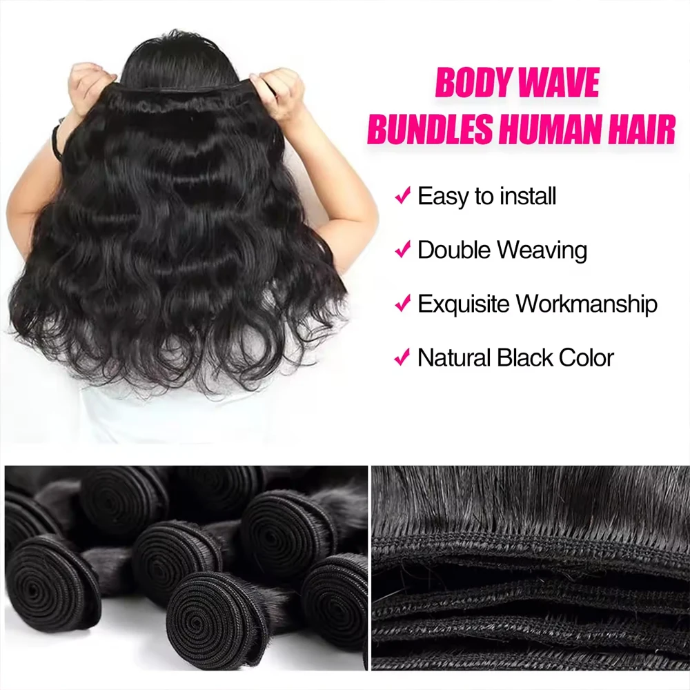 Mechones de cabello humano ondulado, extensiones de cabello brasileño para mujer, extensiones de cabello humano de 36, 38, 40 pulgadas, extensiones de pelo ondulado brasileño