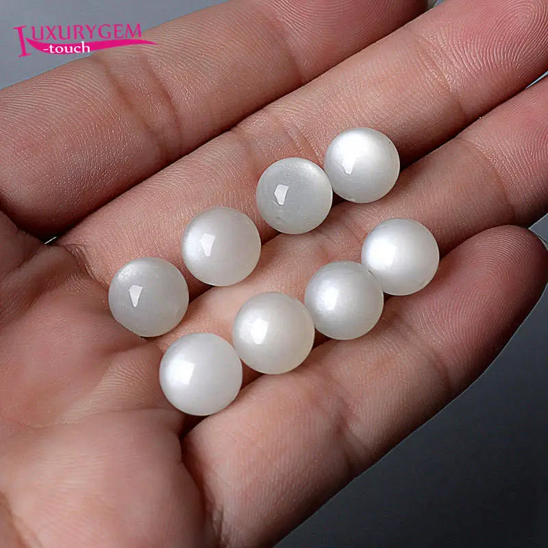 Natural White Moonstone Stone Smooth Round Shape DIY Loose Beads High Quality 6/8/10mm Jewelry Accessories 1Pcs wk527