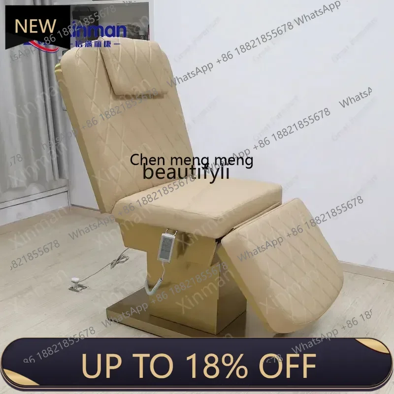 

Z189 Modern PU Leather Gold Stainless Steel Base Facial Spa Bed Electric Adjustable, Massage Bed