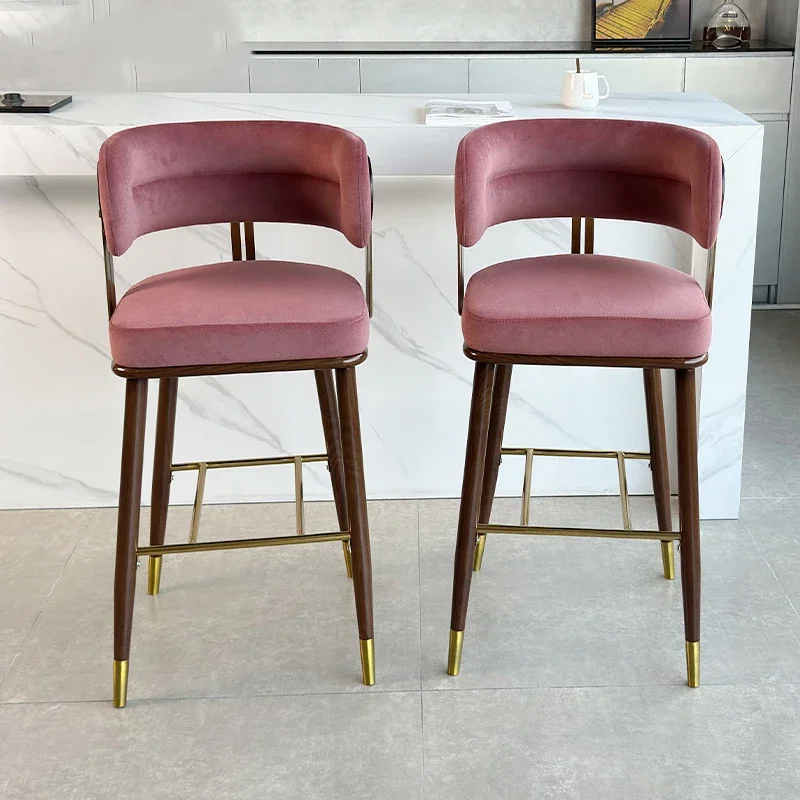 Make Up Nordic Bar Stools Kitchen Luxury Gamer Back Wedding Design Comfortable Bar High Feet Bancos De Bar Home Furniture