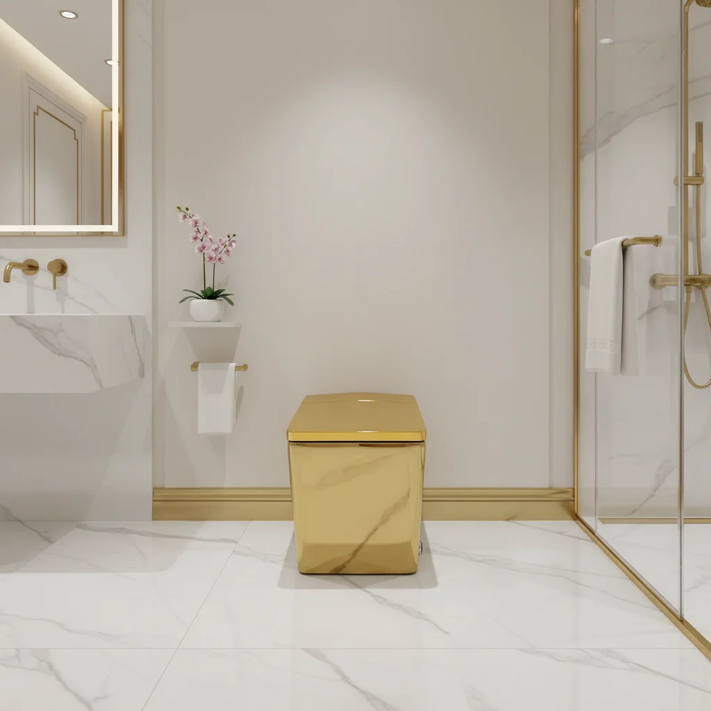 Golden Smart Square Toilet for Use in North America Applicable in Canada European Smart Toilet S-shaped Curved