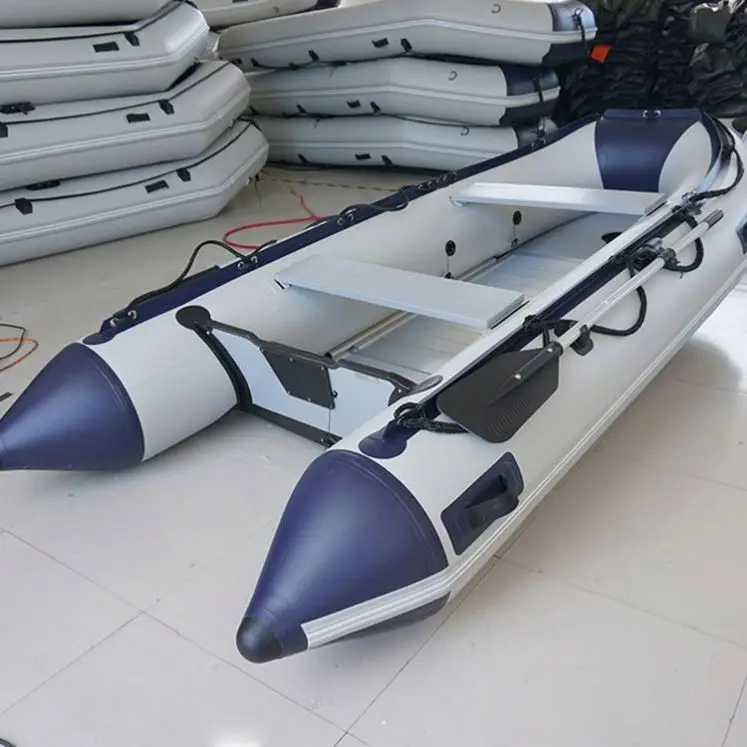 PVC Aluminum Floor Botes Inflatable Fishing Boat With Outboard Motor