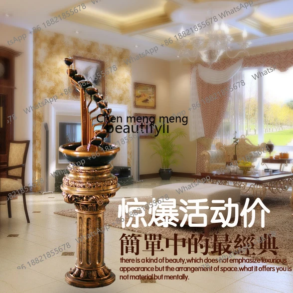 sscn8617 European-Style Fountain Water Water Landscape Decoration Fengshui Wheel Living Room Home Humidifier Decoration Fish Pon