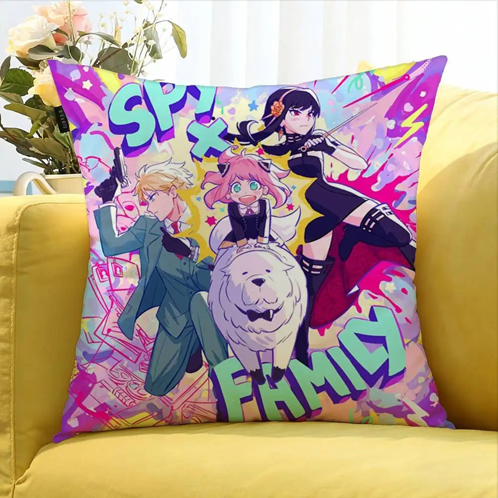Cute Anime SPY X FAMILY World Various Sizes Square Pillow Case For Car Home Bedchamber Decor