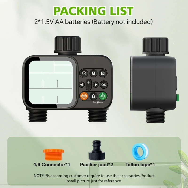 BAAY مؤقت الري بالطاقة الشمسية المنزلية LCD نظام الري التلقائي في الهواء الطلق أداة سقي الحديقة الذكية برنامج قابل للتعديل