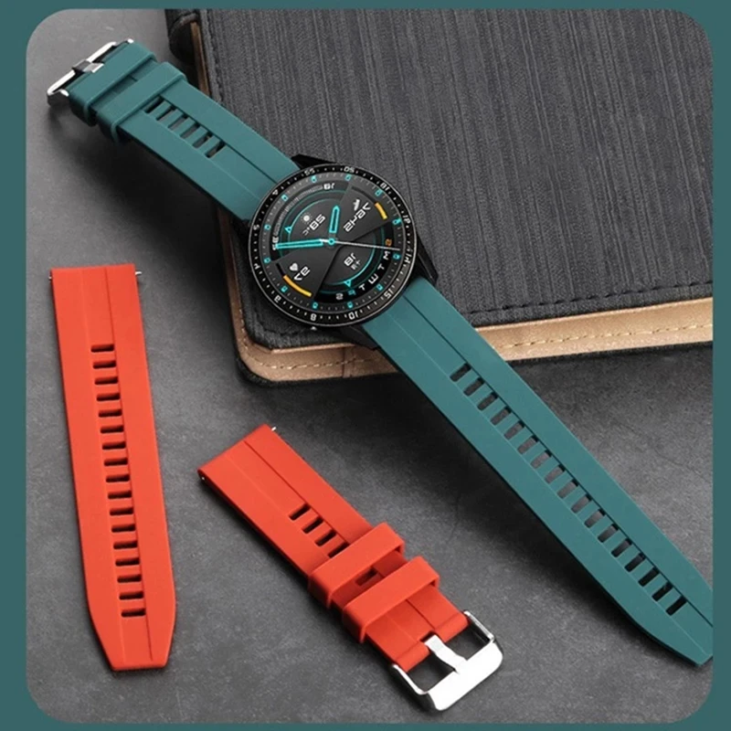 22mm strap for Samsung Gear S3 frontier silicone bracelet Galaxy watch 4/classic/3/46mm GT2/GT2e Huawei Watch GT/2/2e/3/pro band