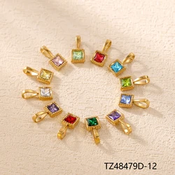 CARLIDANA Latest Luxury 12 month Birthstone Collection Of Square Crystal Charm Pendant Gold Plated Jewelry For Women Girl