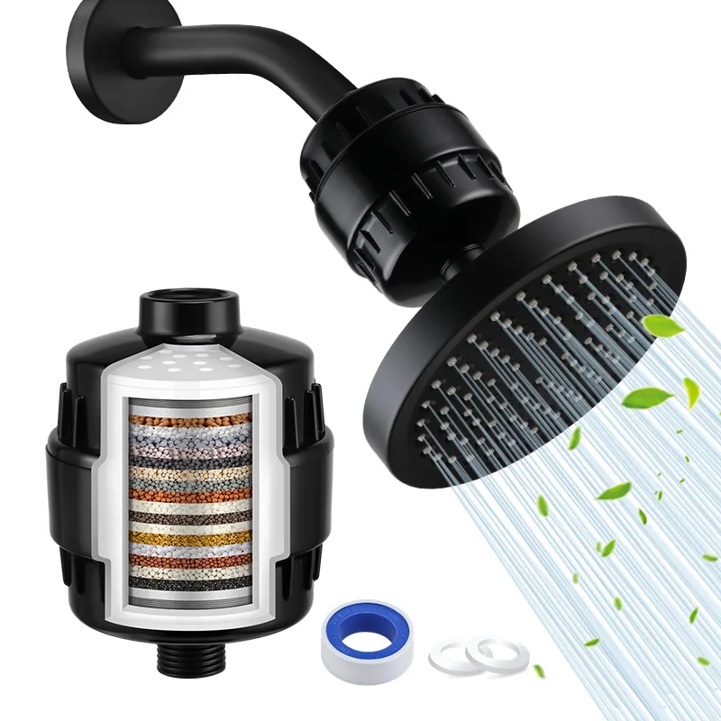 Filtro de agua para ducha de alto rendimiento de 15/20 etapas que elimina el cloro, el fluoruro y los metales pesados, suaviza el agua y mejora la calidad del cabezal de ducha.