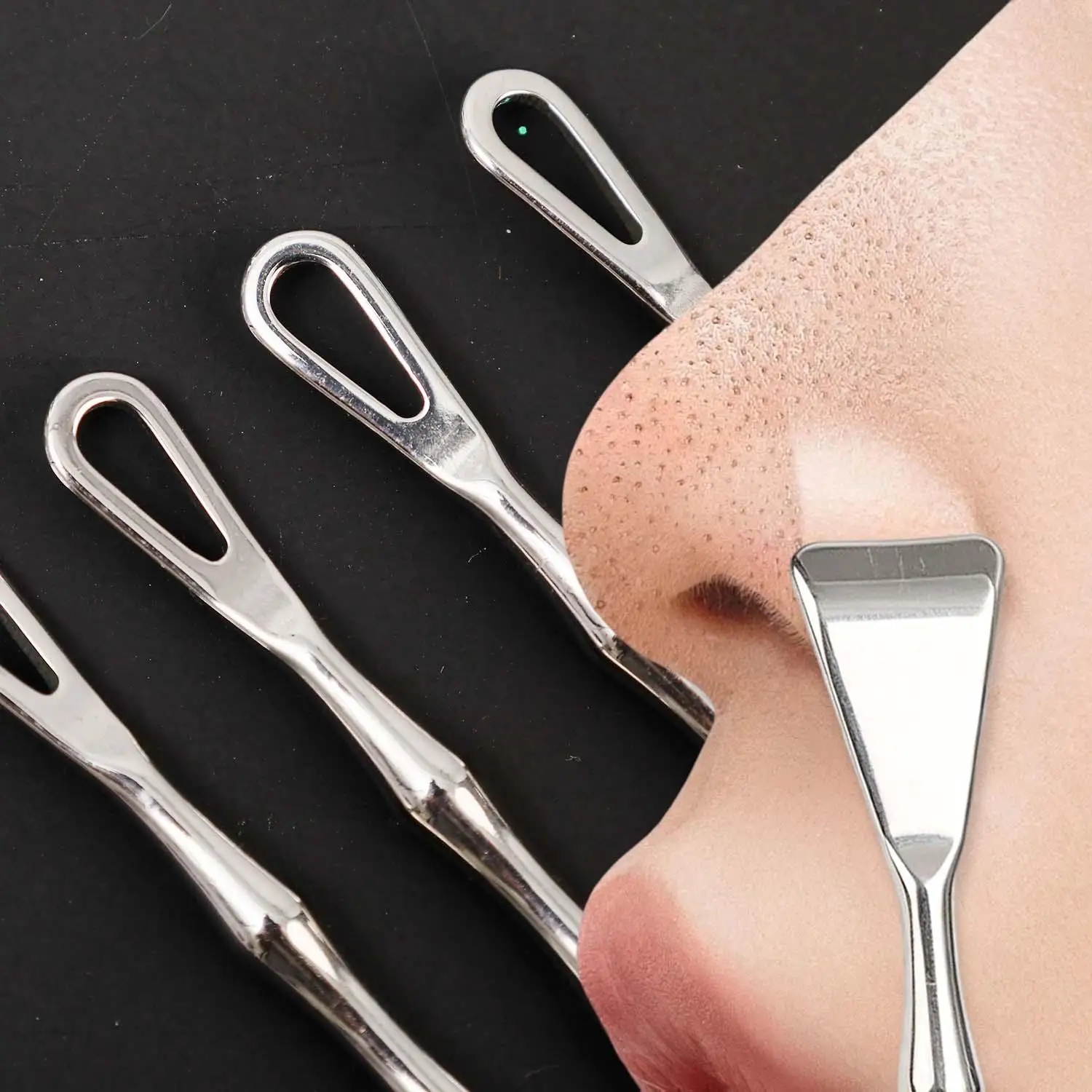 

Stainless Steel Blackhead Remover Tools Double Headed Nose Push Face Scraping Cleaning Flat Push Acne Needle Dead Skin Removal