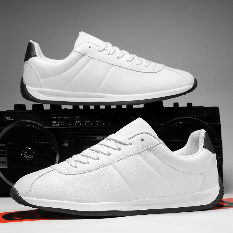 

Leather Men's Sneakers Fashion Casual Shoes Breathable Men's Sneakers Non-slip Shoes White Summer New Outdoor Casual Shoes