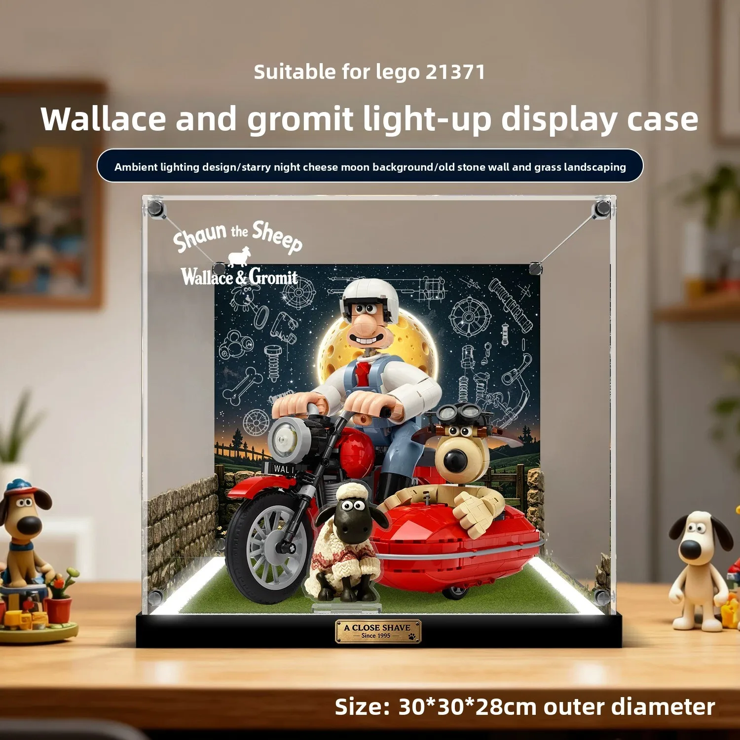 High-definition transparent display and storage box suitable for LEGO 21371 Wallace & Gromit