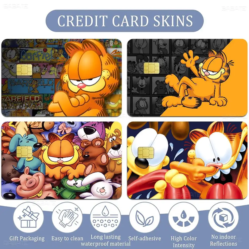 Classic Cat G-Garfields 2024 Anime Cartoon Skin Stickers Film Tape Case For Big Credit Debit Card Front Side