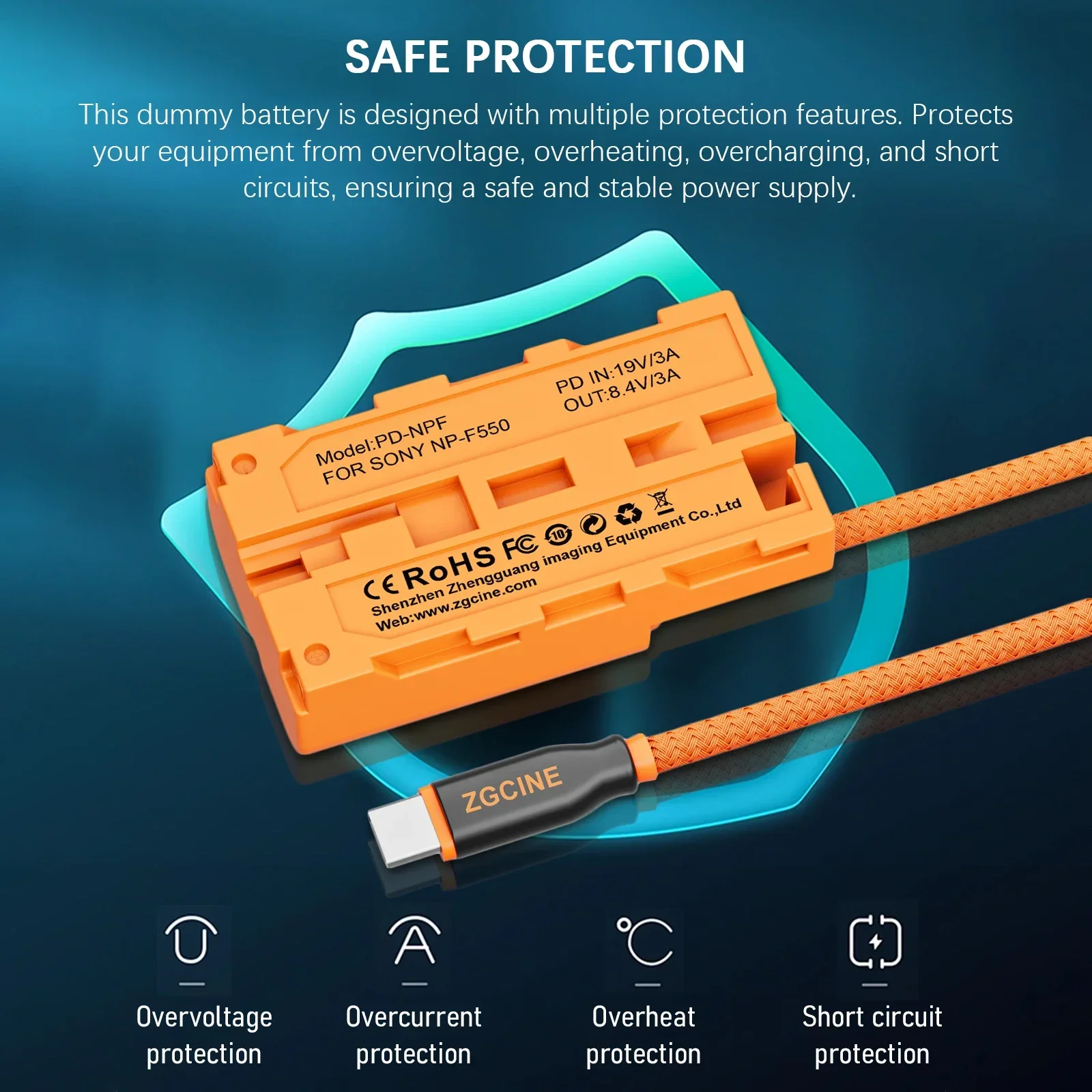 ZGCINE DT-NPF D-Tap إلى NPF ملحق كابل مضفر للبطارية الدمية لشاشات الميكروفون #1