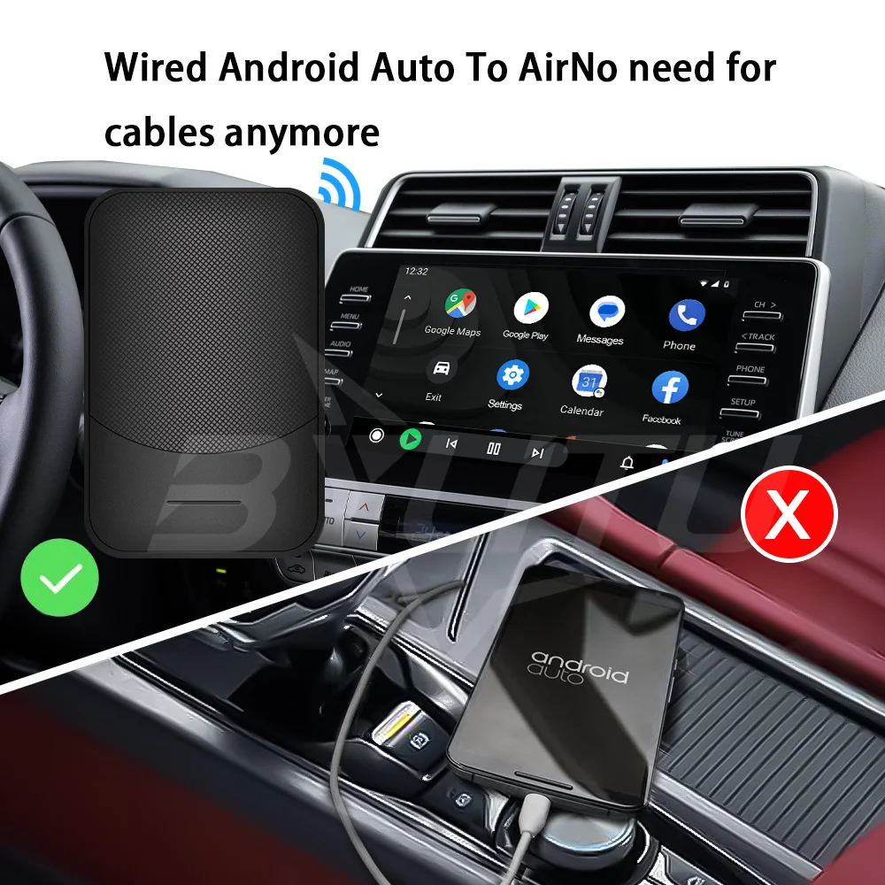 2024NEW Android Auto Wireless Adapter Carplay Wireless Ai Box Dongle Plug And Play For Kia Honda Toyota Volkswagen Hyundai Mazda