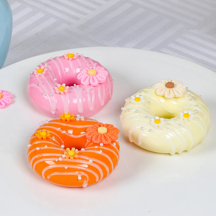 4PCS/Set Flower Doughnut Dessert Wedding Party Decoration Cake Decoration Photography Professional Simulation Cake Model CK1003