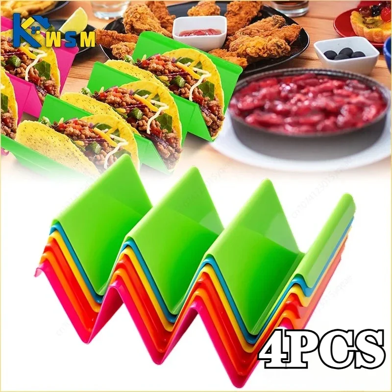 4PCS Taco Holder Mexican Pancake Rack Multicoloured Wavy Taco Holder Tortilla Tray Food Tray Rack Kitchen Baking Tools