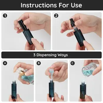 5ks prázdný rozprašovač parfémů, doplnitelný s 3 příslušenstvím, nepropustný, jemný rozprašovač, luxusní cestovní lahvička (8ml) 8 nejlepší prodej dekantace parfému - №2