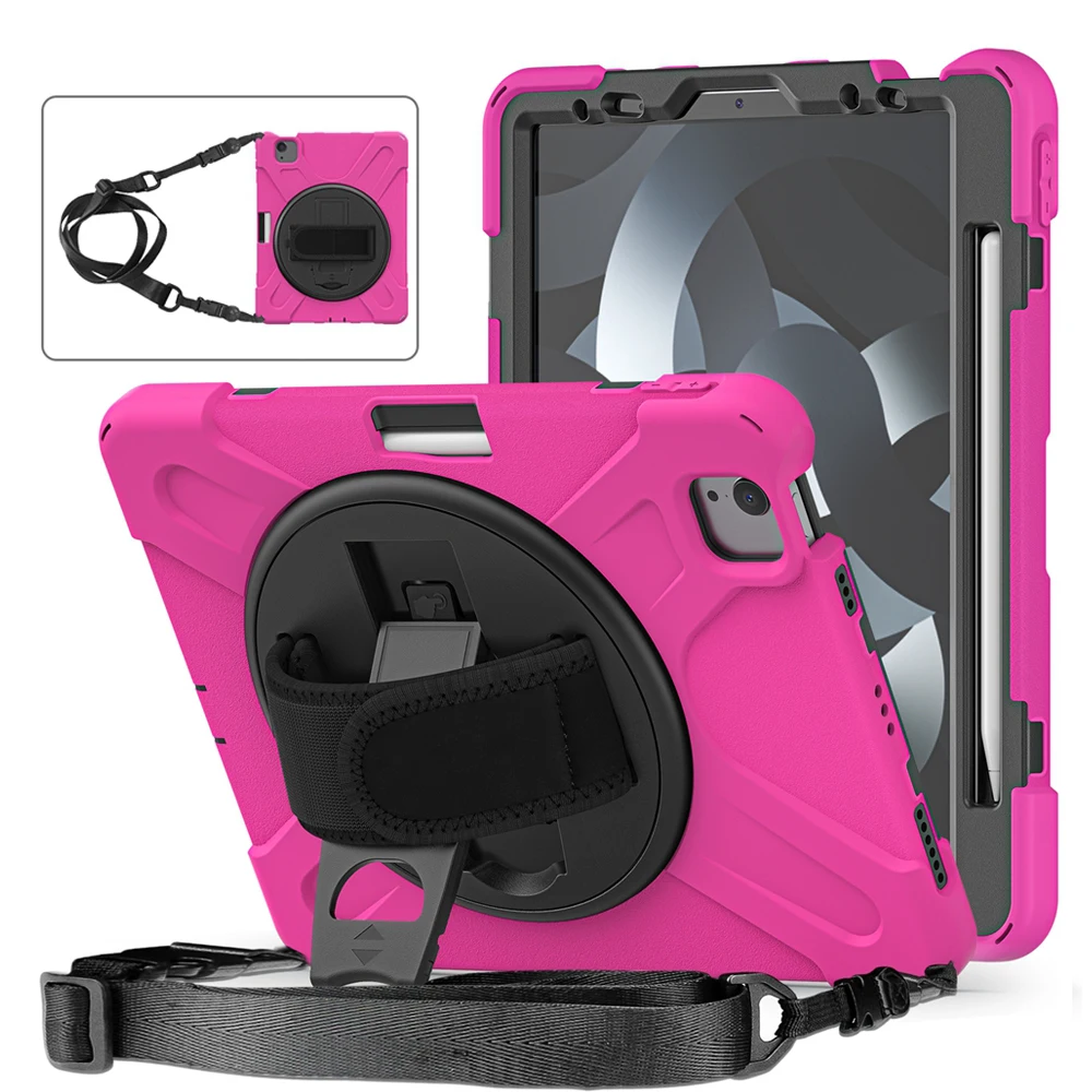 

Shockproof Kids Safe PC + Silicon Stand Shoulder Strap Cover For Apple iPad Pro 11 2018 2020 2021 2022 A2228 A2377 A2759 Case