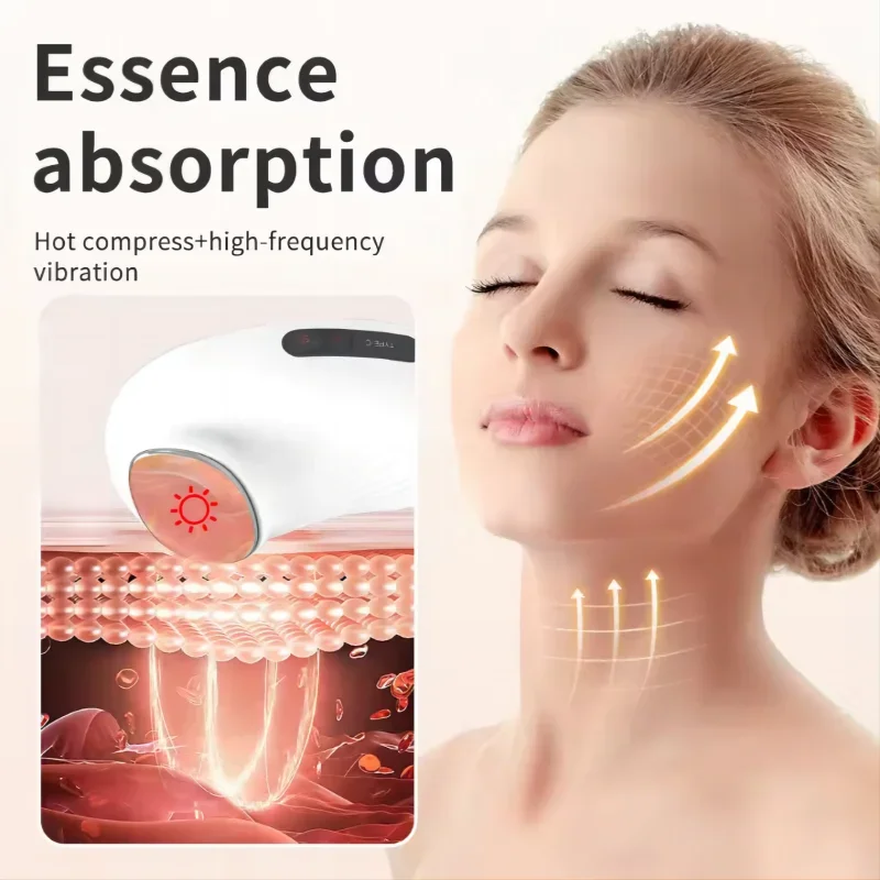 Masajeador Facial eléctrico portátil, frío y caliente, estiramiento de la piel, dispositivo de belleza para estiramiento Facial, masaje por vibración, herramienta para el cuidado de la piel Facial