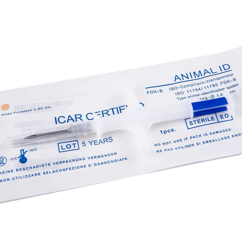 Pet Microchip 134.2Khz Animal ID Chips With Syringe For Animal Identification ISO 11784/11785 and FDX-B Standard 1.48X8mm