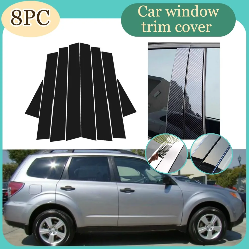 

Fit For Subaru Forester SH MK3 2008 2009-2012 Glossy Black Silver Carbon Pillar Post Door Window Column BC Trim Sticker Cover