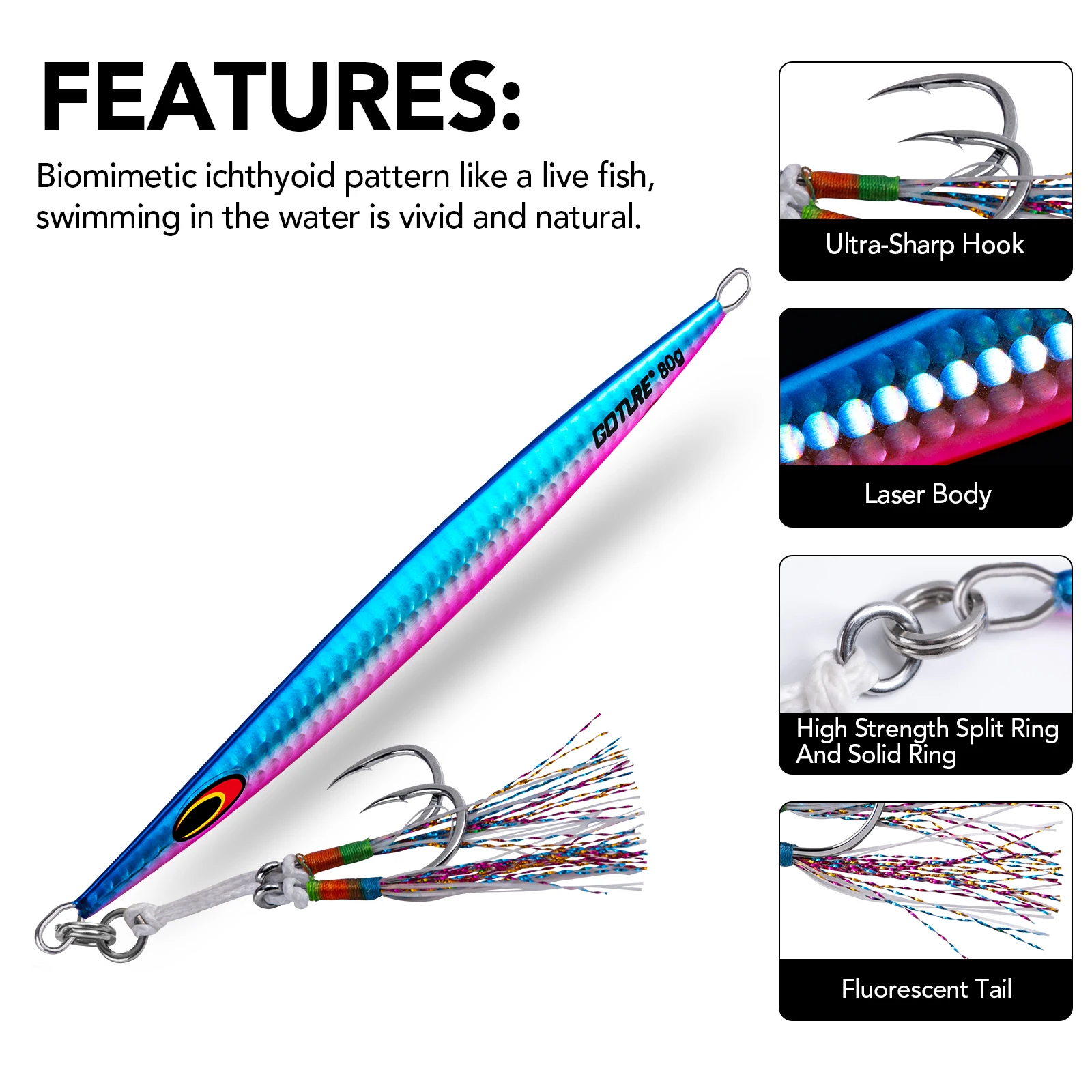 Goture 3-5pcs/lot 80g 100g 160g 200g 250g Luminous slow ＆ Fast Sinking Jig Fishing Lure Saltwater Shore Casting jigging Bait