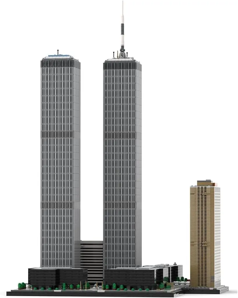 Centro comercial mundial, arquitectura de torres gemelas, punto de referencia, bloques de construcción, 1/800, Modular, ciudad de Nueva York, casa de calle, construye