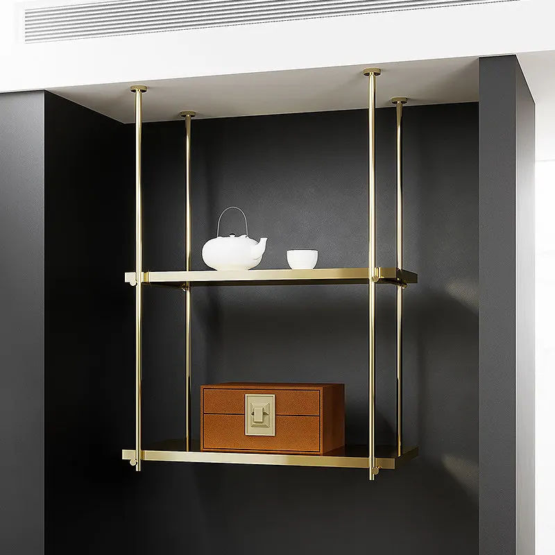 Hotel Room Stainless Steel Titanium Hanger Shelf Kitchen Bar Restaurant Metal Hanging Ceiling Hanging Wine Rack