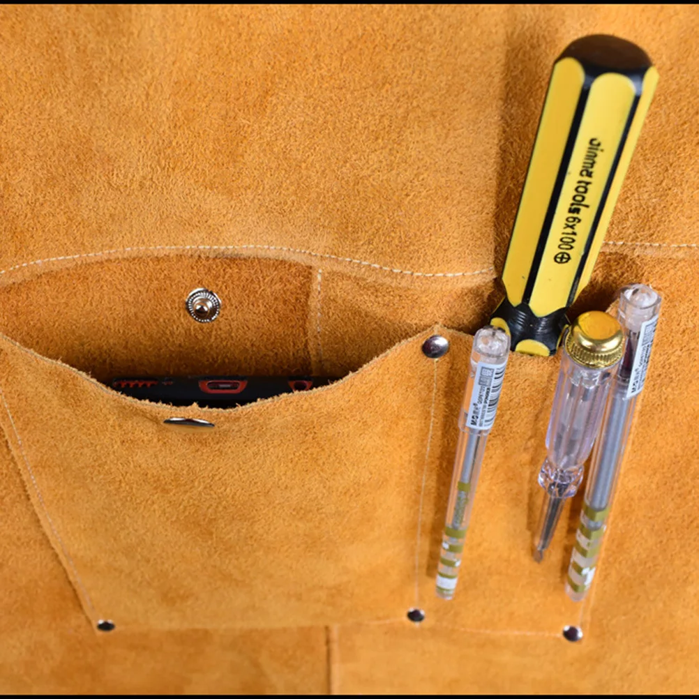 Robuste Schweißschürze, flammhemmende, verbrühungshemmende Arbeitskleidung mit Taschen für Männer und Frauen, geteilte Konstruktion, elektrisch