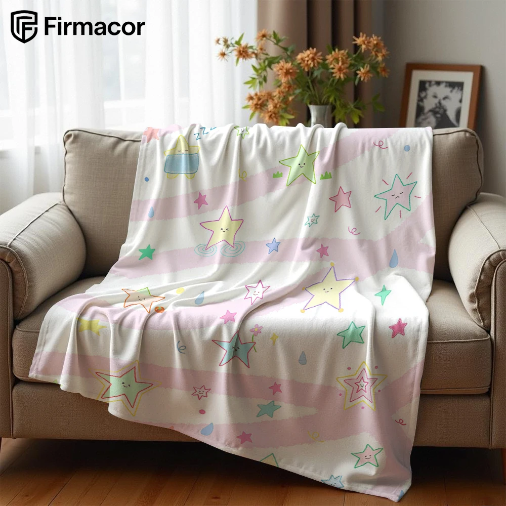 Cartoon Star Ultra Soft Sherpa Fleece Blanket Fluffy Warm Halloween Cozy Throw for Sofa Couch Bedroom Gift All season