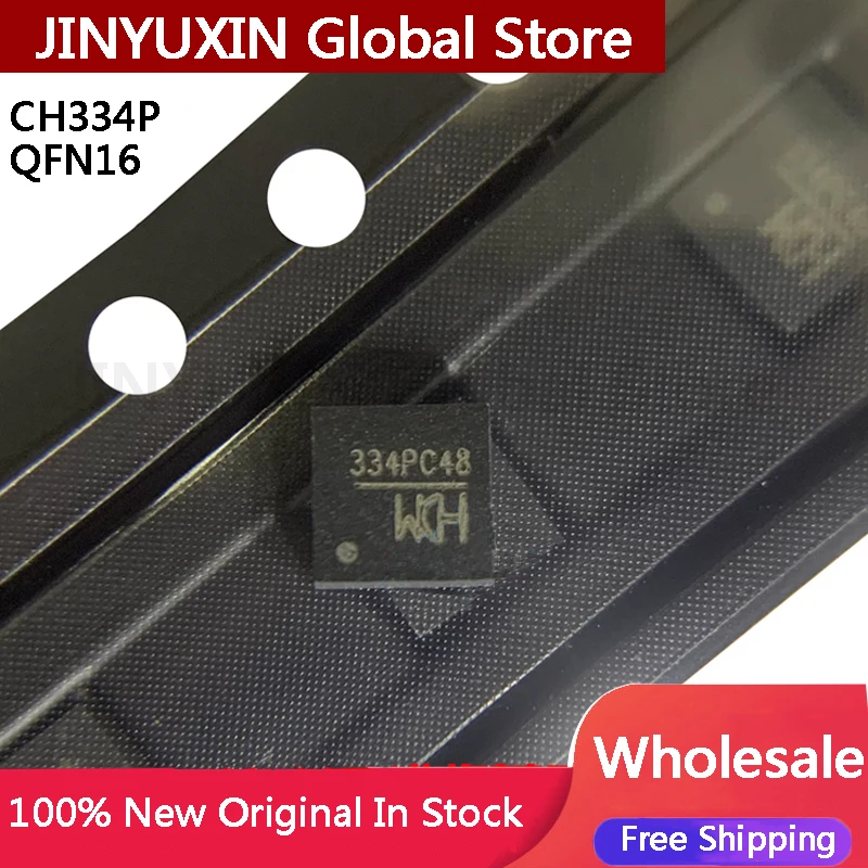 10-100Pcs CH334P QFN16 USB2.0HUB Control Chip Industrial High Speed Support PD Chip IC In Stock Wholesale