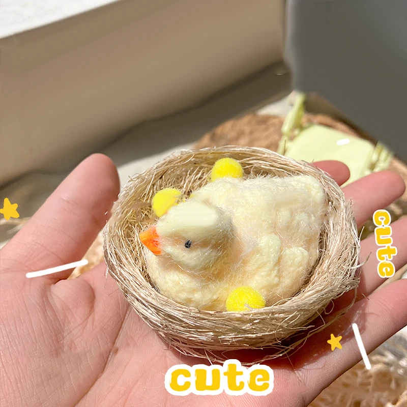 1 pièce fait à la main en Silicone souple mignon canard et nid de canard jouets à presser Squishy pincement soulagement du Stress jouet pour bébé cadeau