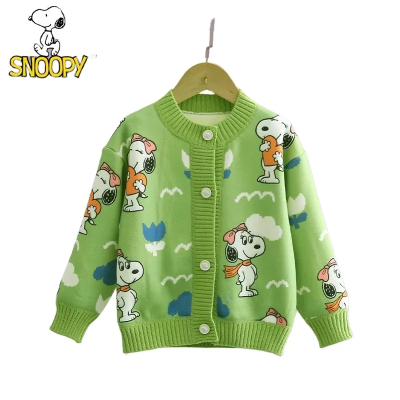 Snoopy Cartoon Cute Children's Cardigan Sweater Creative Cartoon Peripheral Kawaii Velvet Versatile Fashion Jacket Wholesale