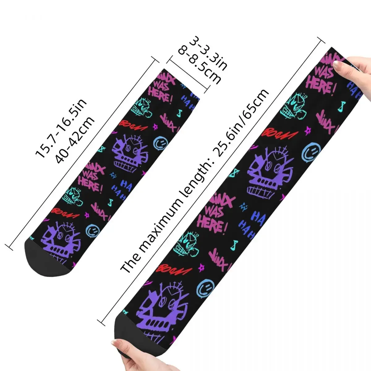 Funny Crazy Sock for Men Monkey Jinx Hip Hop Harajuku Arcane LOL Happy Quality Pattern Printed Boys Crew Sock Novelty Gift