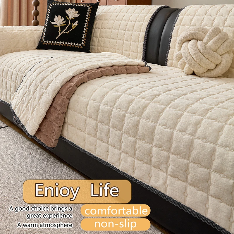 1pc thick plush sofa cushion, warm and comfortable plush seat cushion, rectangular pattern, machine washable, non-slip pet-friendly sofa cushion, available in multiple colors, suitable for modular sofas, perfect living room decoration