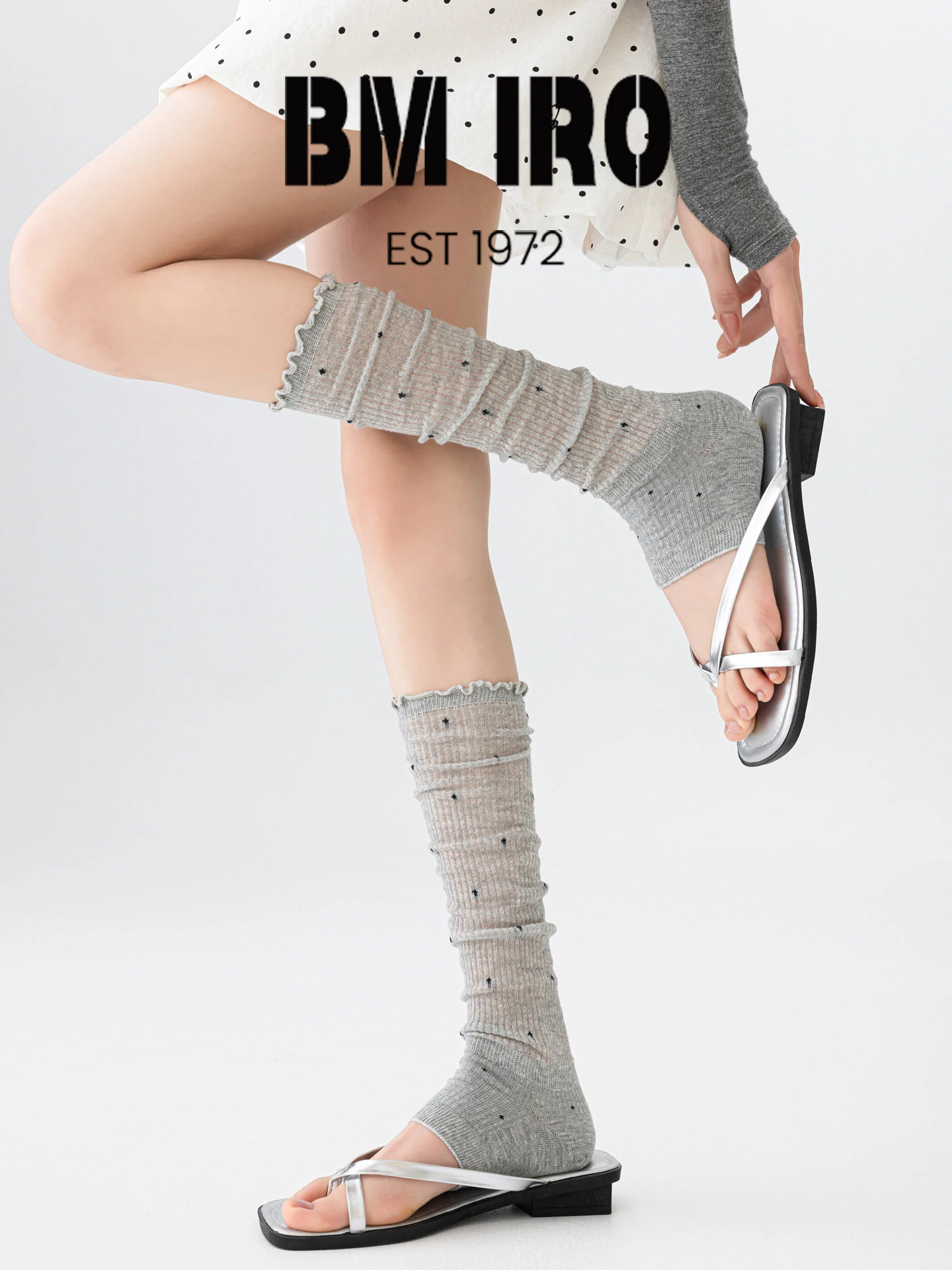 pure-cotton-thin-spring-summer-polka-dot-footless-leggings-socks-women's-ballet-style-over-knee-high-socks-fmzc0004