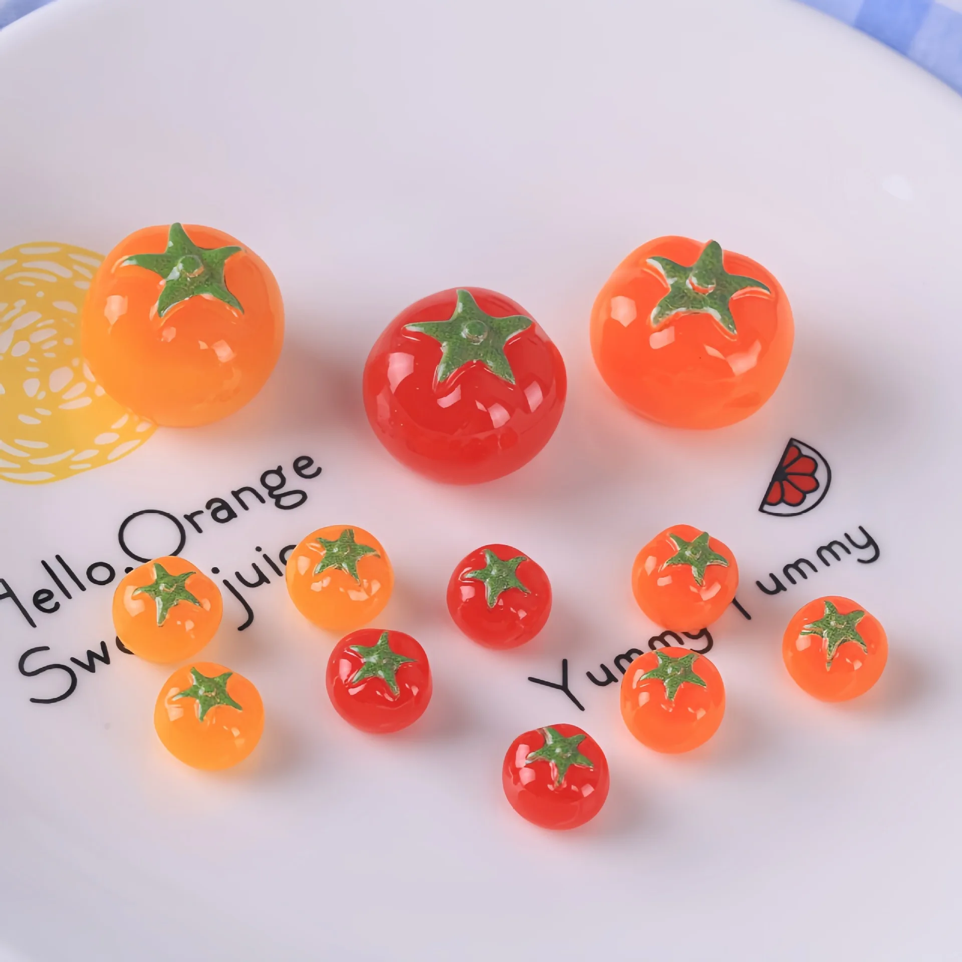 3pcs Mini Jelly Color Tomato Models Fruit Vegetable Food DIY Resin Tomato Accessories Miniature Desktop Decoration Home Decor