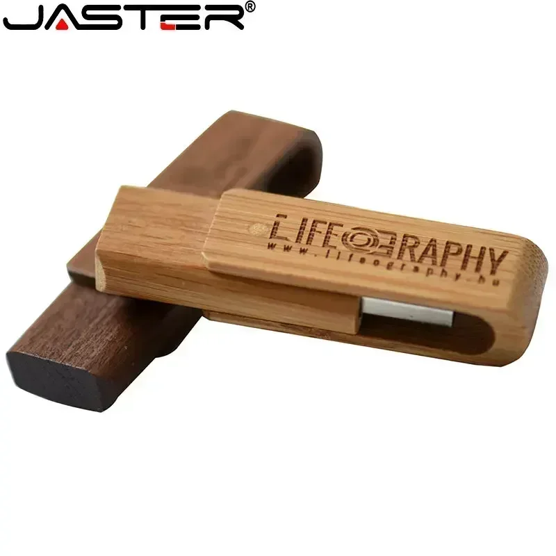 Free Custom Logo USB 2.0 Flash Drive Portable Wooden Pen Drive Real Capacity Gift Box Memory Stick 64GB/32GB/16GB/8GB/4GB U Disk