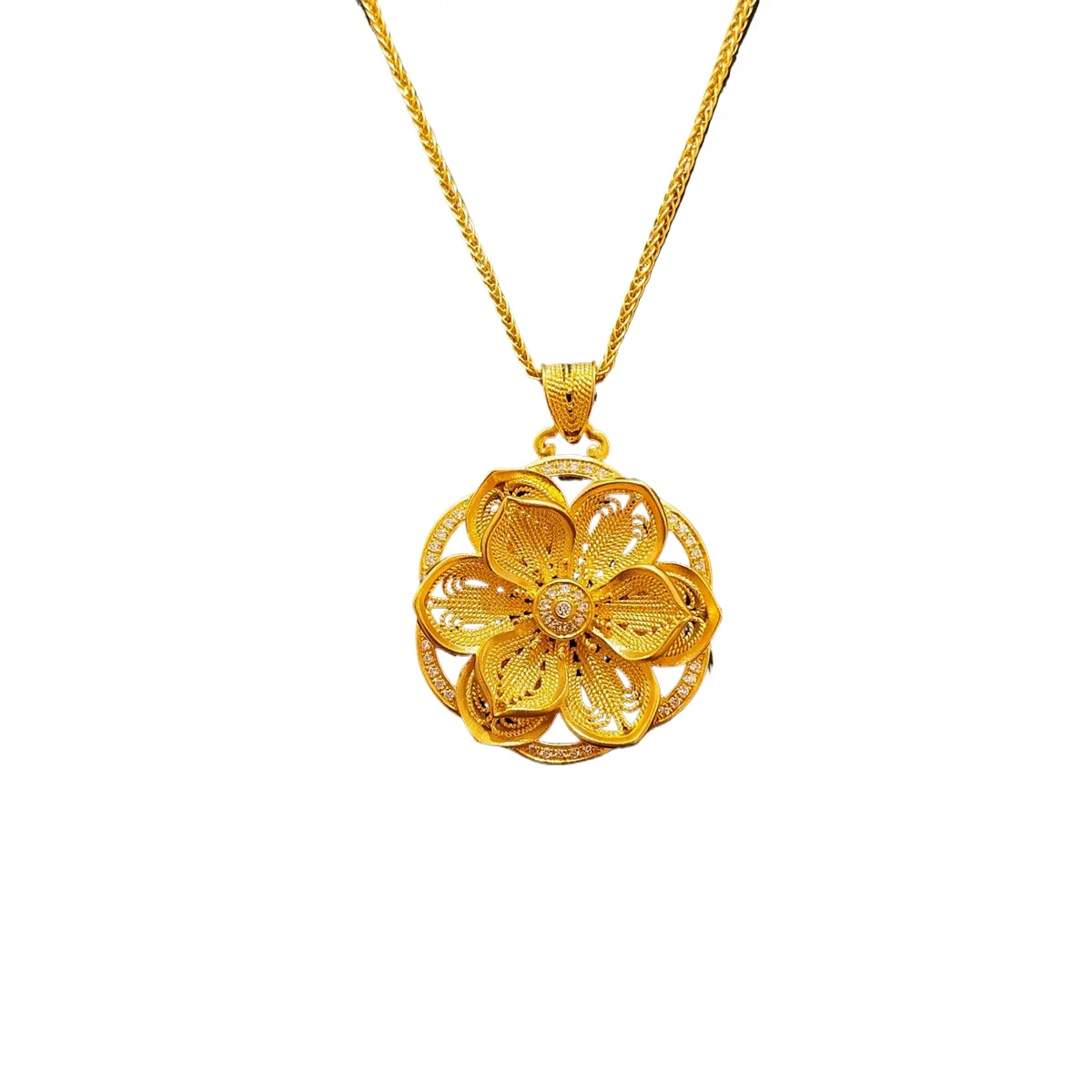 

Retro palace style step by step lotus diamond necklace female delicate atmosphere ancient style clavicle chain