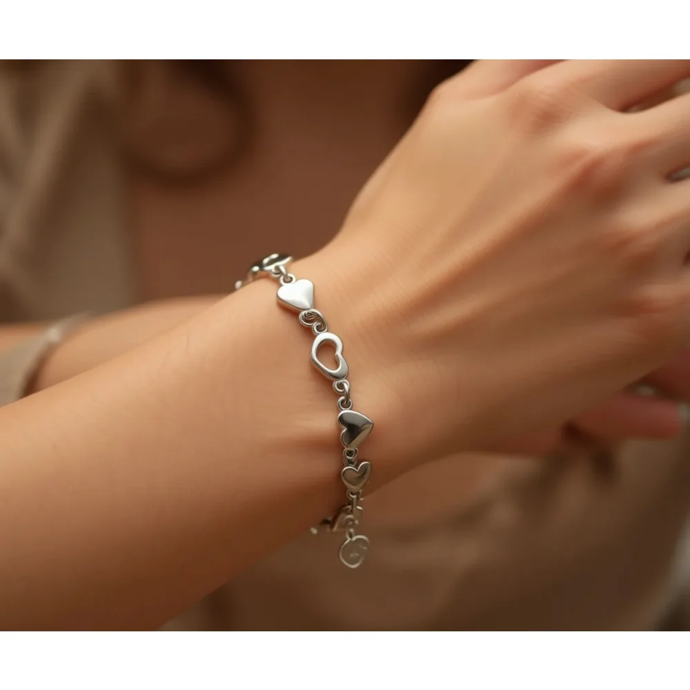 

Серебряный браслет с сердечком и кроликом для женщин, регулируемый, в подарок