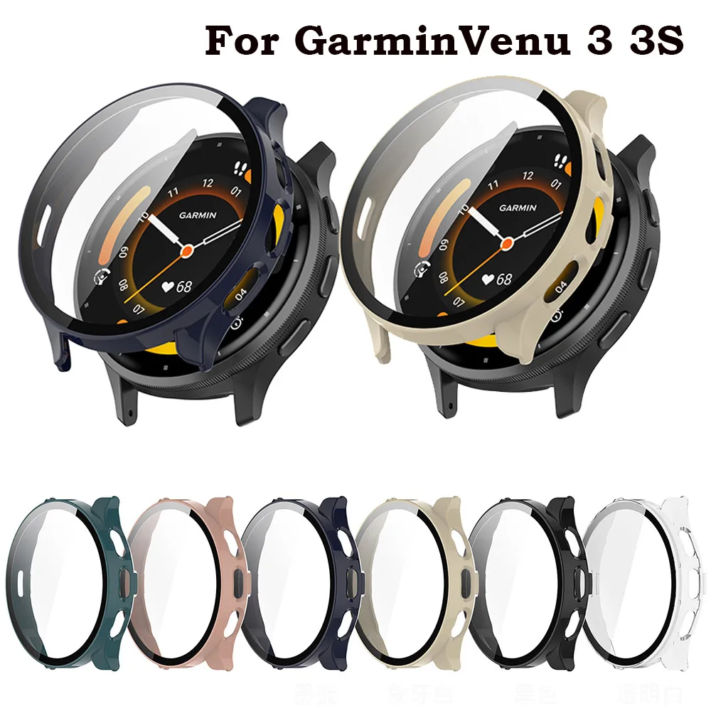 Full Protective Glass Case For Garmin Venu 3 Venu3S SmartWatch Screen Protector Cases Cover Shell +Tempered Glass Film 2 in 1