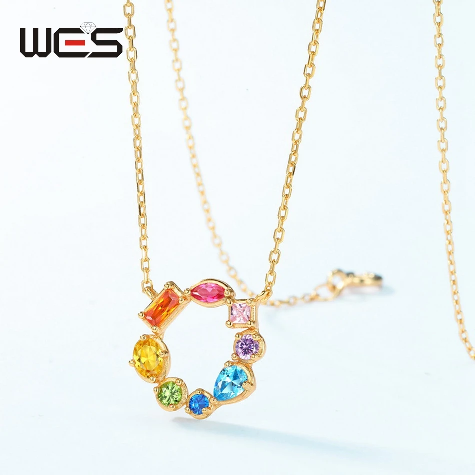 

Женское ожерелье из серебра 925 пробы с радужным Цирконом