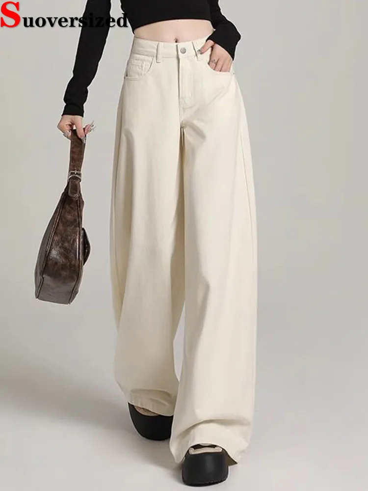 

Винтажные мешковатые прямые джинсы, корейская мода, широкие джинсовые брюки с высокой талией, весенне-осенняя уличная одежда, женская уличная одежда, новинка Vaqueros