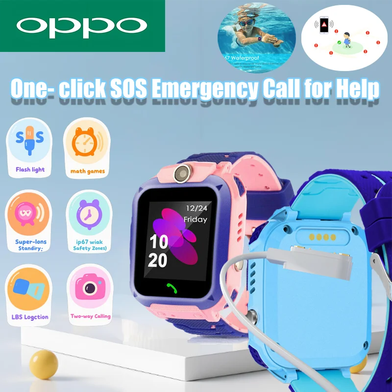 

OPPO Q12 Детские Смарт-часы для телефона Водонепроницаемые GPS-мониторы для мамы и детей для мальчиков и девочек SOS Детские спортивные цифровые часы Трекер
