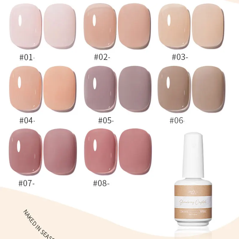 Pegamento de esmalte de uñas de Color Jade, esmalte de uñas de cristal de fresa, Gel UV duradero y extraíble, 15ml, gran promoción