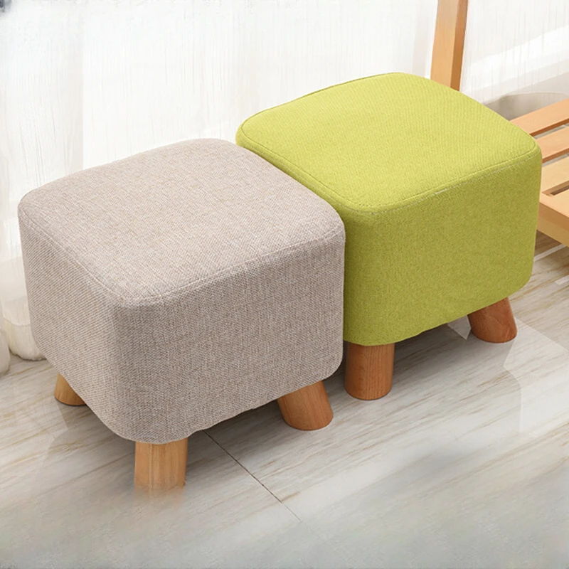 

Low stools, household small benches,square stools,fabric art tea table stools, solid wood, shoe changing, sitting blocks, adults