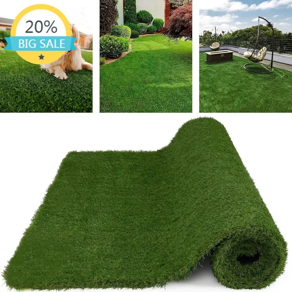 

6x10ft Artificial Grass Mat with Drainage, 1.4 Thick for Indoor/Outdoor Use, Ideal for Pet Areas, Gardens, and Events