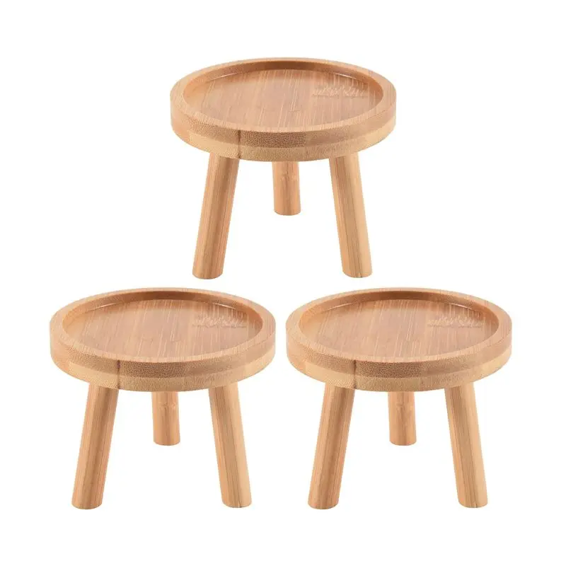 

ABRW-3X Wooden Plant Stand Flower Pot Base Holder Stool High Stool Balcony Round Flower Shelf For Indoor Outdoor