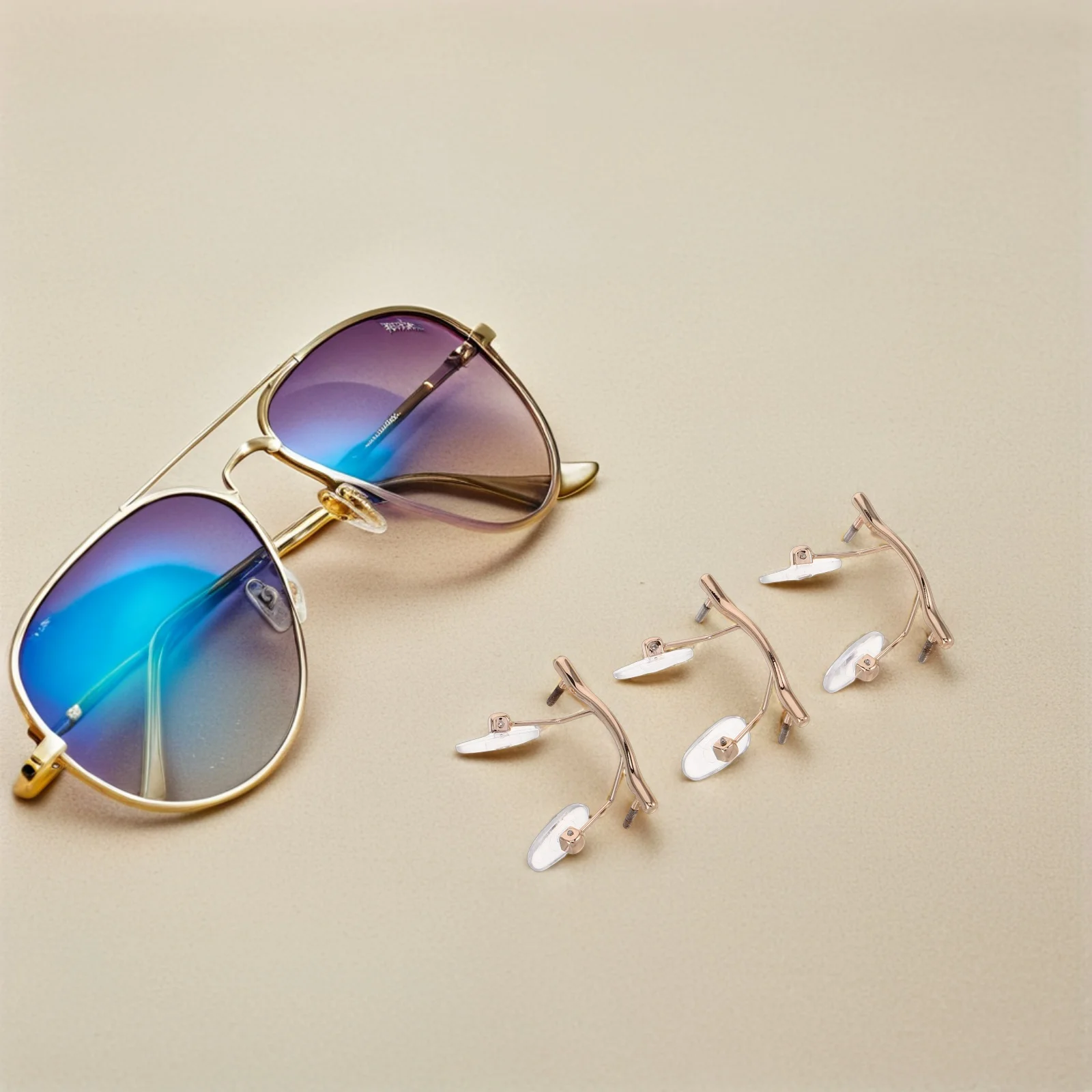 3 قطعة جسر الأنف للنظارات المعدنية بدون إطار حامل دعم لوحة الأنف العالمية استبدال ملحقات إصلاح النظارات