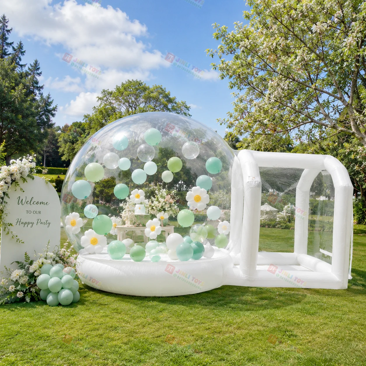 Commercial PVC Transparent Crystal Dome Inflatable Balloon Tent Air Blower Screen Printed Waterproof Durable Snow Globe Easy
